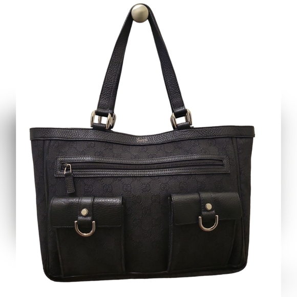 Gucci Black Abbey Canvas Monogram Tote - Picture 1 of 16
